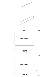 700mm Edge/Power Straight End Bath Panel & Plinth - Matt Coastal Grey