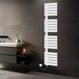 Rinse Bathrooms Designer Flat Panel Electric Heated Towel Rail Radiator Bathroom Ladder Radiators Prefilled White 1800x500mm