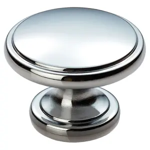 2x Ring Domed Cupboard Door Knob 38.5mm Diameter Polished Chrome Cabinet Handle