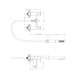 GoodHome Akita Matt Black Deck-mounted Bath mixer tap with shower kit