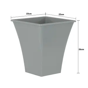 Wham Set 4 Metallica 23cm Square Plastic Planter Upcycle Grey