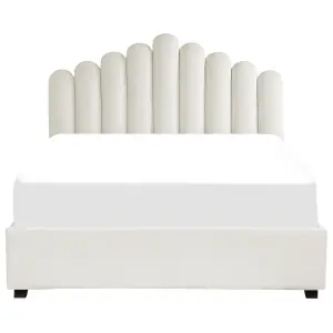 Velvet EU King Size Ottoman Bed Off White VINCENNES