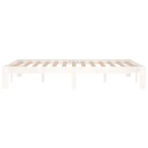 Berkfield Bed Frame White Solid Wood 120x190 cm Small Double