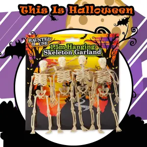 Halloween Hanging Skeletons Decoration Trick or Treat Party Set of 4 White