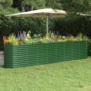 Berkfield Garden Planter Powder-coated Steel 332x40x68 cm Green