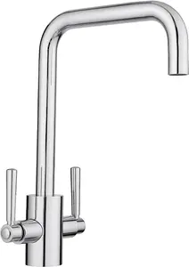 JASSFERRY Kitchen Mixer Tap Cuboid Monobloc Two Lever U-style Swivel Spout