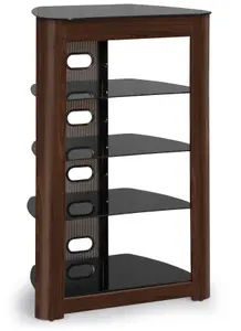 Centurion Supports Zinnia 5-Shelf Black with Walnut Fascia Flat Screen TV, Hi-Fi, AV Rack Glass Stand