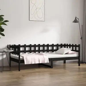 Berkfield Day Bed Black 90x190 cm Solid Wood Pine