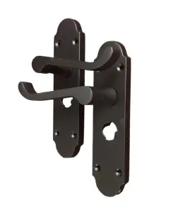 Epsom Door Handle Bathroom Privacy Lock Scroll Lever - Matt Black