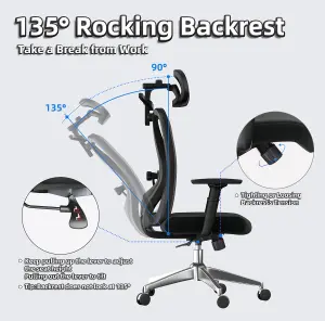 Ergonomic Office Chair with Hanger - Desk Chair with 2D Lumbar Support and 3D Headrest & Armrests-Black