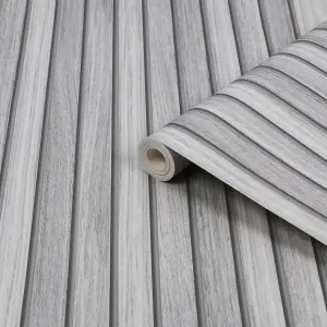 Fresco Wooden Slats Grey Wallpaper