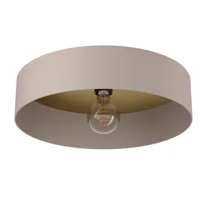 EGLO Duaia Taupe Metal Flush Ceiling Light With Interchangeable Element