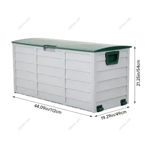 112cm W Waterproof Lockable Outdoor Garden Storage Box with Lockable Lid, Light Grey