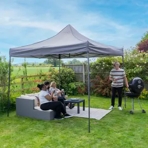 Silver Lined Pop Up 3x3m Gazebo Dark Grey