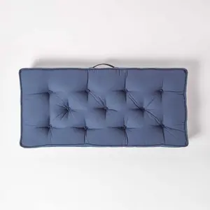 Homescapes Navy Cotton 2 Seater Booster Cushion