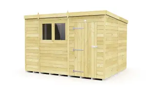 10 x 8 Feet Pent Shed - Single Door With Windows - Wood - L231 x W302 x H201 cm