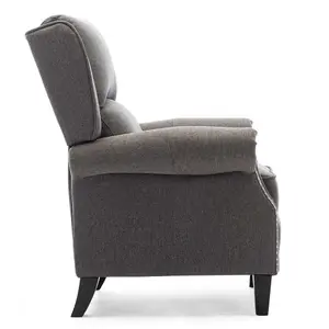 Charlotte Modern Fabric Pushback Recliner Armchair Sofa Accent Chair Reclining (Grey)