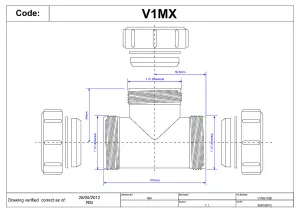 McAlpine V1MX 1.5" Equal Slip Tee with Universal Connections