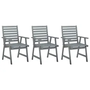 Berkfield Outdoor Dining Chairs 3 pcs Grey Solid Acacia Wood