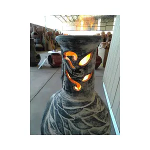 Gardeco Wyre Dragon Celtic Mexican Clay Chimenea Fire Pit Garden Heater Grey