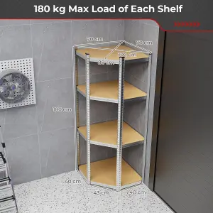 Costway 4-Tier Corner Metal Shelving Unit Adjustable Garage Storage Utility Rack 720KG