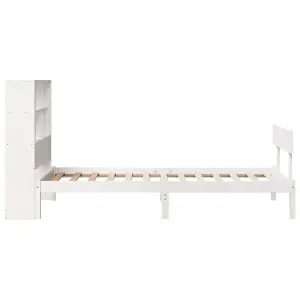 Berkfield Bookcase Bed without Mattress White 100x200 cm Solid Wood Pine