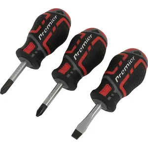 3 PACK Premium Stubby Screwdriver Set - Slotted Phillips & POZI - 38mm Mini