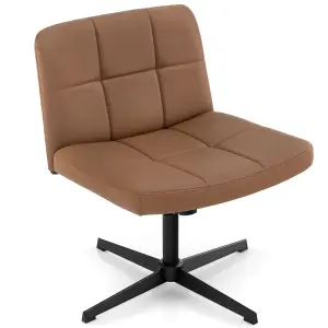 Costway Modern Criss Cross Chair PU Leather Upholstered Armless Cross Desk Chair