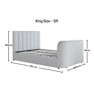 Lucille Upholstered TV Bed Mid Grey - King Bed Frame Only