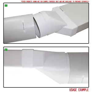 Kair Ducting Adaptor 204mm x 60mm to 125mm - 5 inch Rectangular to Round Straight Channel Connector