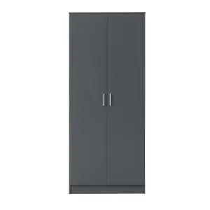 2 Door Double Wardrobe In Dark Grey