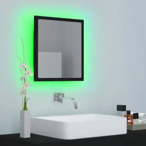 Berkfield LED Bathroom Mirror Black 40x8.5x37 cm Engineered Wood