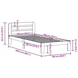 Berkfield Bed Frame without Mattress White 100x200 cm Solid Wood Pine