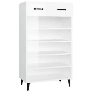 Berkfield Shoe Cabinet High Gloss White 60x35x105 cm Engineered Wood