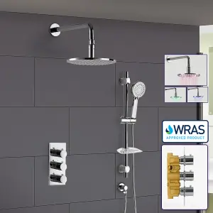 Calla Round Concealed Thermostatic Shower Valve Mixer Set - LED Shower Shower Head & Rail Handset