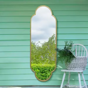 MirrorOutlet The Duplici Gold Metal Framed Double Arched Oval Garden Wall Mirror 67" 170CM X 59CM