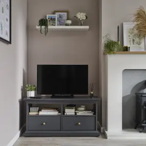 Paris Grey TV stand with 2 shelves, (H)50.7cm x (W)102cm x (D)41.6cm