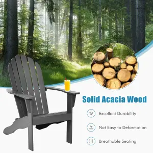 Costway Adirondack Chair Acacia Wood Adirondack Lounger Chair w/ Slatted Seating