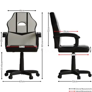 Vida Designs Comet White & Black Racing Gaming Chair High Back Adjustable Height