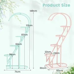 Costway 5 Tier Metal Plant Stand Heart-shaped Ladder Plant Shelf w/ Hanging Hook