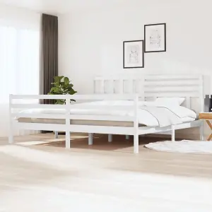 Berkfield Bed Frame White Solid Wood 200x200 cm