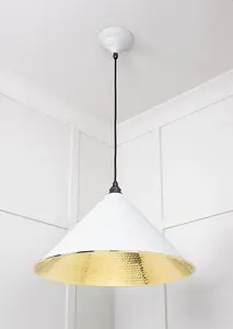 Hammered Brass Hockley Pendant in Flock