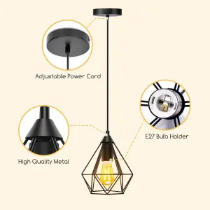 Aigostar Black Industrial Ceiling Pendant Light Compatible with E27 Bulb(Not Included)