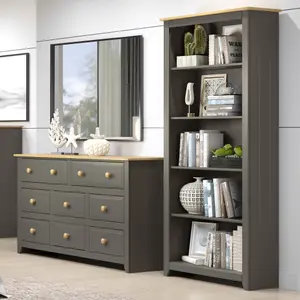 Capri Carbon Grey tall bookcase