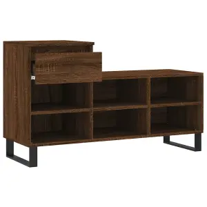 Berkfield Shoe Cabinet Brown Oak 102x36x60 cm Engineered Wood