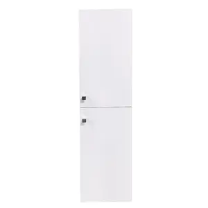 Rinse Bathrooms 1400mm Wall Mounted Tall Bathroom Cabinet 2 Doors Soft Close Bathroom Furniture Storage Cupboard Gloss White