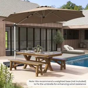 Costway 3M Round Patio Parasol Outdoor Adjustable Cantilever Umbrella w/ 360 Rotation