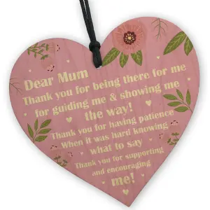 Red Ocean THANK YOU Gift Ideas For Mum Mummy Birthday Mothers Day Gift Shabby Chic Wood Heart Mum