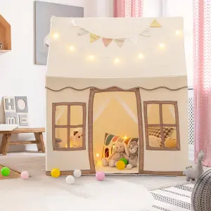 Costway Kids Play Tent Indoor Kids Playhouse with Star Lights Toddler Castle Play Tent