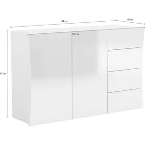 Kimbolton 124 Cm Wide 4 Drawer Sideboard White